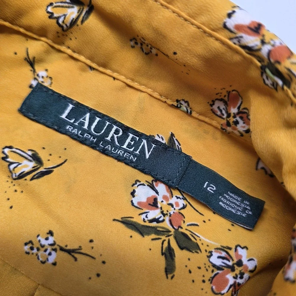 Lauren Ralph Lauren Long Sleeve Floral Print Shirt‎ dress Sz 12 Feminine